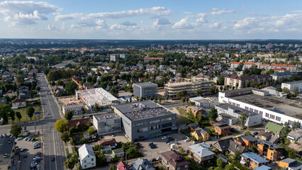 Aerial View of Suburban and Industrial Area