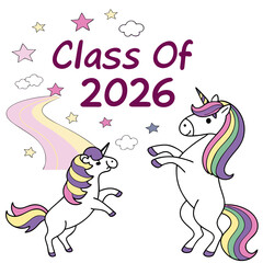 Class of 2026 unicorns and rainbow road celebration
