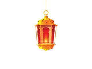 ramadan kareem lantern golden hanging , arab islam culture decoration on white background