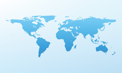 World map in blue color on blue gradient background. High detail blank map. Vector illustration with labeled compound path of each country
