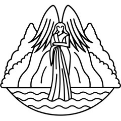 Angel Falls line art vector