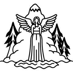 Fototapeta premium Angel Falls line art vector