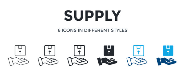 Supply Icon In Different Style Vector Illustration. Designed In Thin Line, Regular Line, Bold Line, Glyph, Color Line, And Color Glyph Style Can Be Used For Web