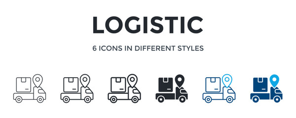 Logistic Icon In Different Style Vector Illustration. Designed In Thin Line, Regular Line, Bold Line, Glyph, Color Line, And Color Glyph Style Can Be Used For Web