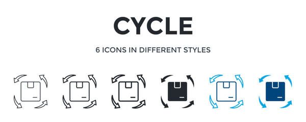 Cycle Icon In Different Style Vector Illustration. Designed In Thin Line, Regular Line, Bold Line, Glyph, Color Line, And Color Glyph Style Can Be Used For Web