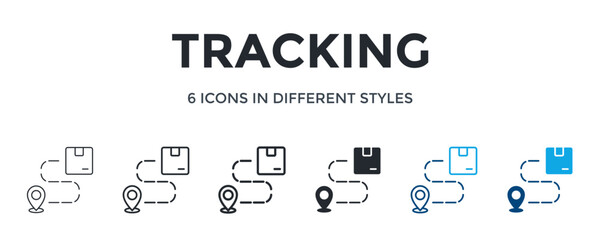 Tracking Icon In Different Style Vector Illustration. Designed In Thin Line, Regular Line, Bold Line, Glyph, Color Line, And Color Glyph Style Can Be Used For Web