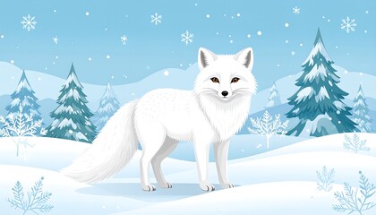 Arctic fox in snowy landscape