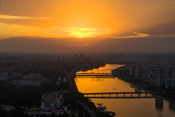 Aerial view of Suizhou's urban scenery, Hubei Province.the birthplace of Yan Emperor Shennong, the...