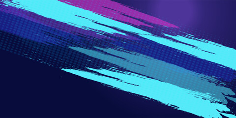 Vibrant Blue and Purple Brush Texture Halftone Effect Grunge Sports Background for Dynamic Banner or Poster Design with Energetic and Active Atmosphere