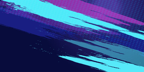 Vibrant Blue and Purple Brush Texture Halftone Effect Grunge Sports Background for Dynamic Banner or Poster Design with Energetic and Active Atmosphere