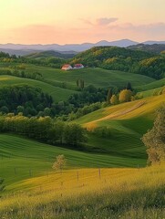 Obraz premium Rural Landscape at Sunset