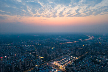 Aerial view of Suizhou's urban scenery, Hubei Province.the birthplace of Yan Emperor Shennong, the ancestor of humanities
