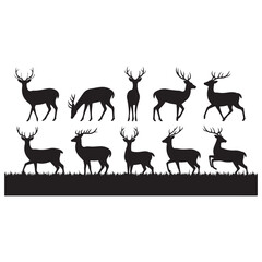 set of deer silhouettes