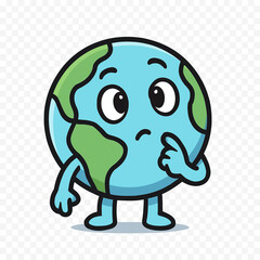 A happy cartoon Earth character with a smiling face, arms, and legs, waving.