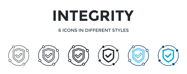 Integrity Icon In Different Style Vector Illustration. Designed In Thin Line, Regular Line, Bold Line, Glyph, Color Line, And Color Glyph Style Can Be Used For Web