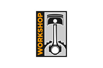 Auto repair workshop logo design piston vector illustration. Automotive speed racing team icon symbol.