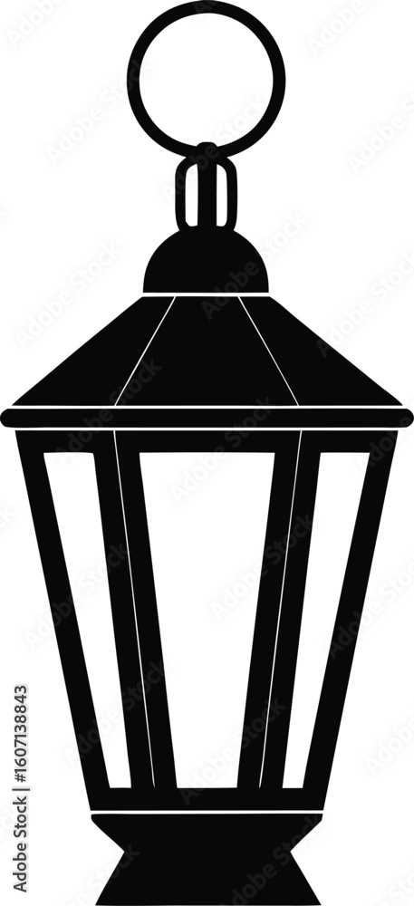 Poster clean and minimal silhouette of a lantern isolated on transparent background