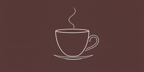 Obraz premium Elegant line art sketch of a coffee cup, minimalist design, mug, coffee shop