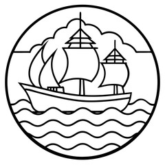 Arabian Sea line art vector