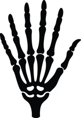 Clean and minimal skeleton hand silhouette isolated on transparent background