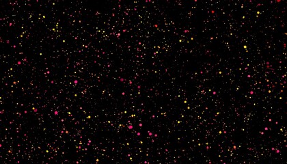 Colorful, scattered glittery dots on black background