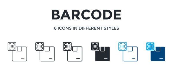 Barcode Icon In Different Style Vector Illustration. Designed In Thin Line, Regular Line, Bold Line, Glyph, Color Line, And Color Glyph Style Can Be Used For Web