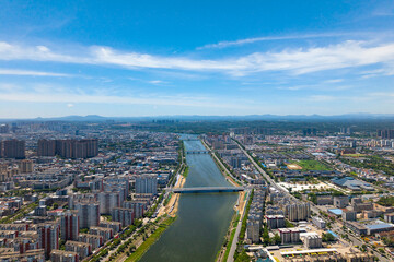 Aerial view of Suizhou's urban scenery, Hubei Province.the birthplace of Yan Emperor Shennong, the ancestor of humanities
