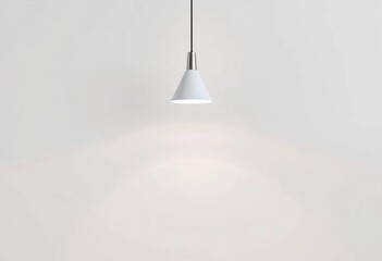Sleek, minimalist pendant light casts soft shadow on white backdrop,   product photography,  lighting fixture