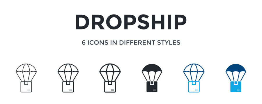 Dropship Icon In Different Style Vector Illustration. Designed In Thin Line, Regular Line, Bold Line, Glyph, Color Line, And Color Glyph Style Can Be Used For Web