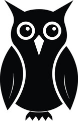 Minimalist witch s owl silhouette isolated on transparent background