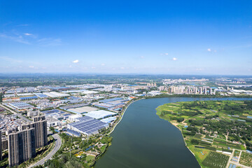 Aerial view of Suizhou's urban scenery, Hubei Province.the birthplace of Yan Emperor Shennong, the ancestor of humanities
