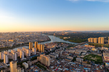 Aerial view of Suizhou's urban scenery, Hubei Province.the birthplace of Yan Emperor Shennong, the ancestor of humanities
