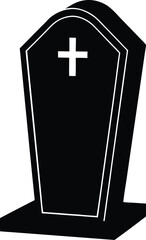 Clean minimal silhouette of an open grave isolated on transparent background