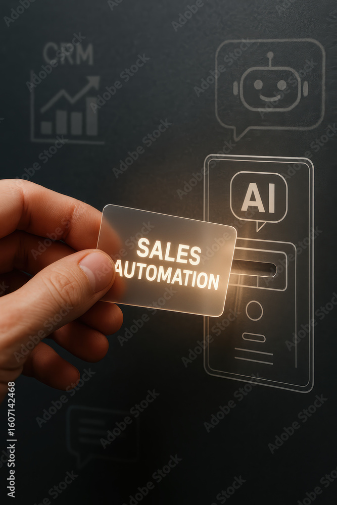 Poster sales automation and ai combine with crm to empower business success using innovative technology and