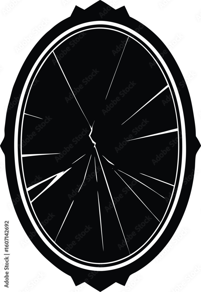 Aufkleber clean and minimal silhouette of a broken mirror isolated on transparent background