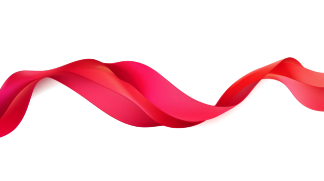 Red ribbon banner, on a transparent background