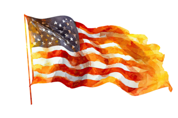 An artistic depiction of an American flag waving