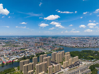 Aerial view of Suizhou's urban scenery, Hubei Province.the birthplace of Yan Emperor Shennong, the ancestor of humanities
