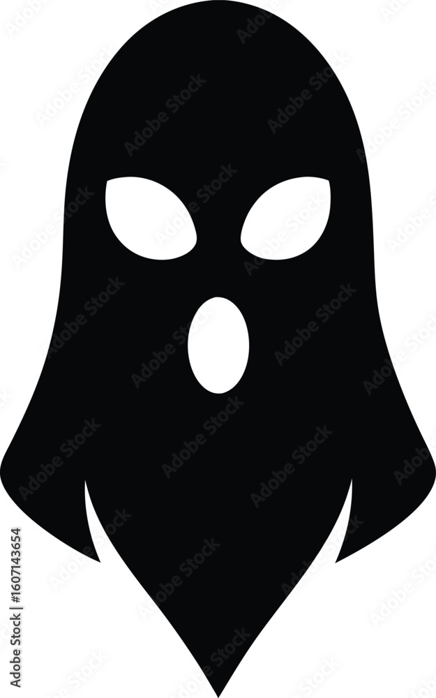 Poster clean minimal ghost face mask silhouette isolated on transparent background