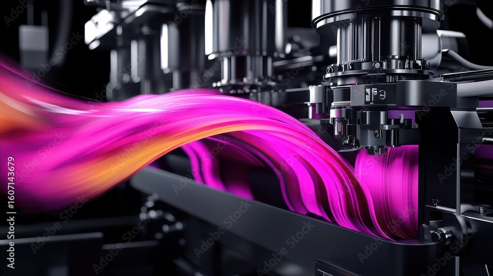 Poster vivid flow of colorful ink in high-tech printing machine process