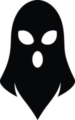 Clean minimal ghost face mask silhouette isolated on transparent background