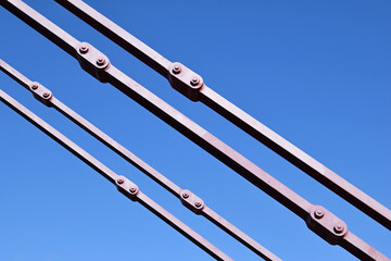 Close Up of Iron Chains on Old Victorian Suspension Bridge 