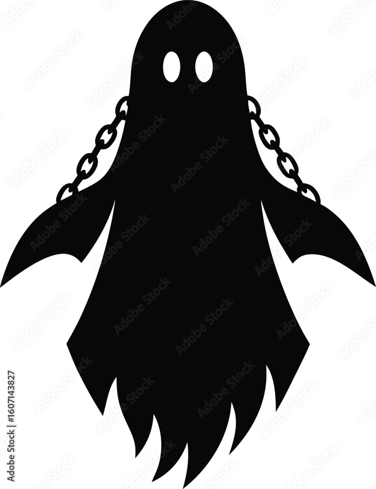 Poster clean and minimal ghost silhouette floating isolated on transparent background