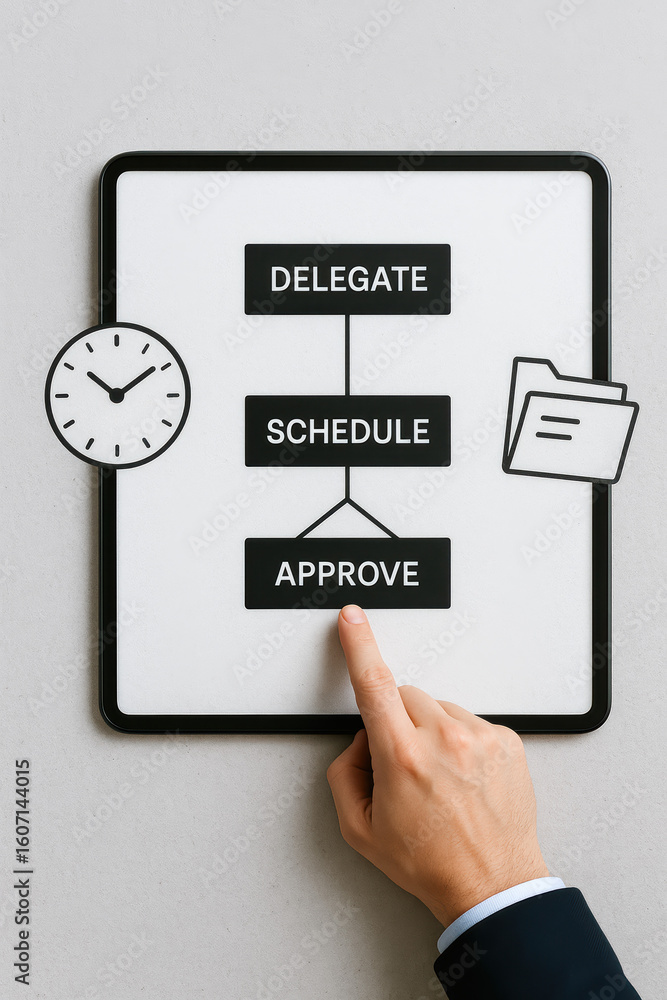 Poster delegate schedule and approve workflow steps to streamline process management tasks and improve deci