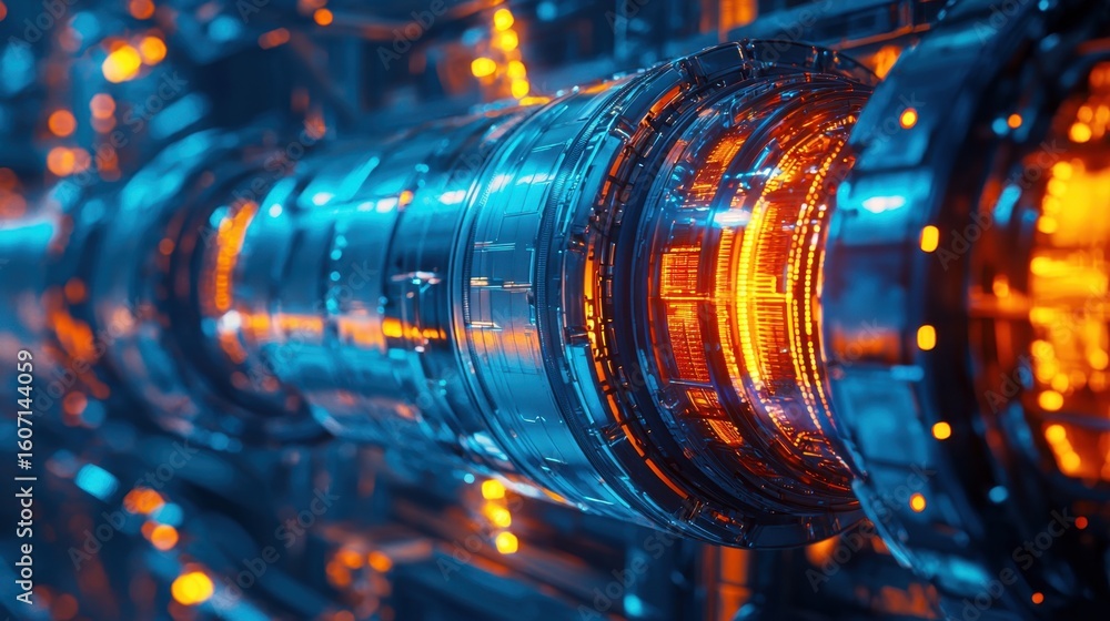 Poster futuristic energy source in a high-tech mechanical environment