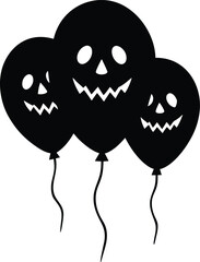 Clean and minimal halloween balloons silhouette isolated on transparent background