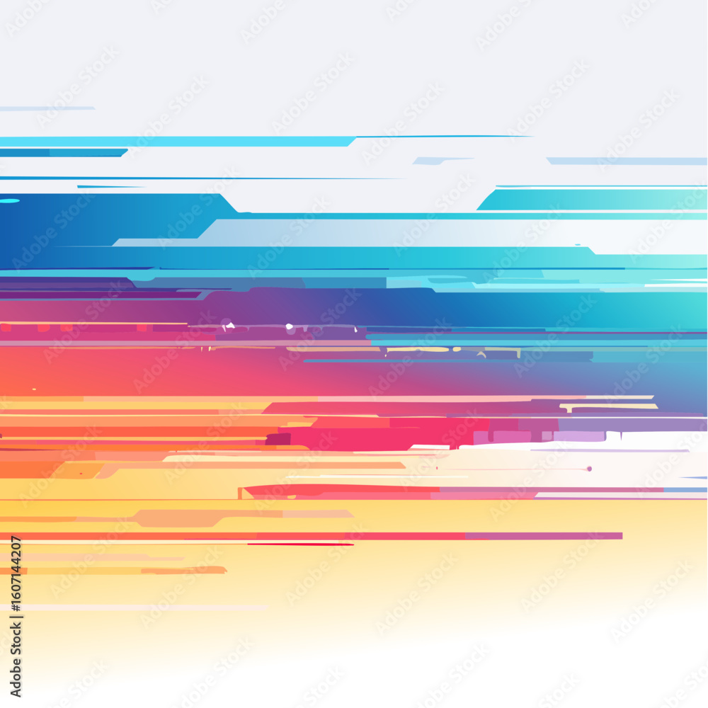 Poster abstract colorful horizontal lines with geometric shapes and transparent background