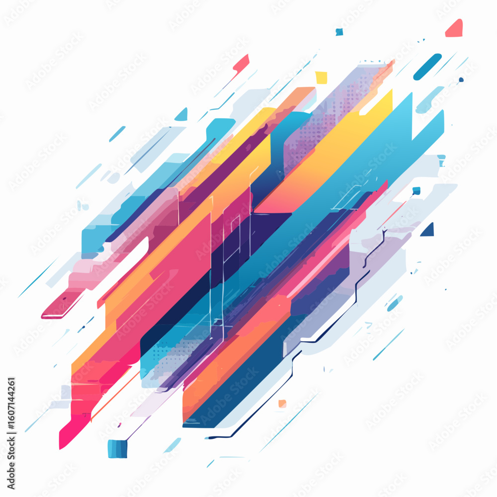Aufkleber abstract geometric composition of colorful diagonal lines and shapes