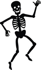Minimalist skeleton dancing silhouette isolated on transparent background