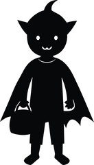 Minimal silhouette of a child trick or treating isolated on transparent background
